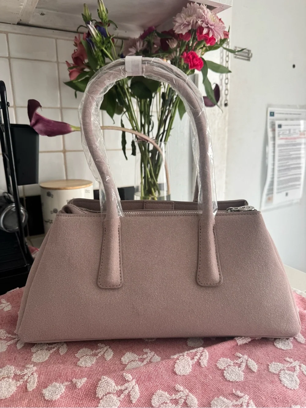 Valentino Orlandi Nelly Handbag Light Pink Structured Top-Handle Satchel